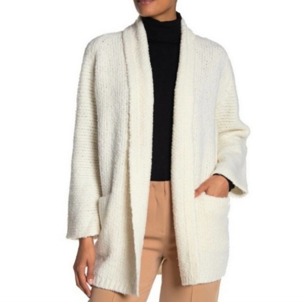 Vince Cardigan Wool Shawl Collar Cream‎ Textured